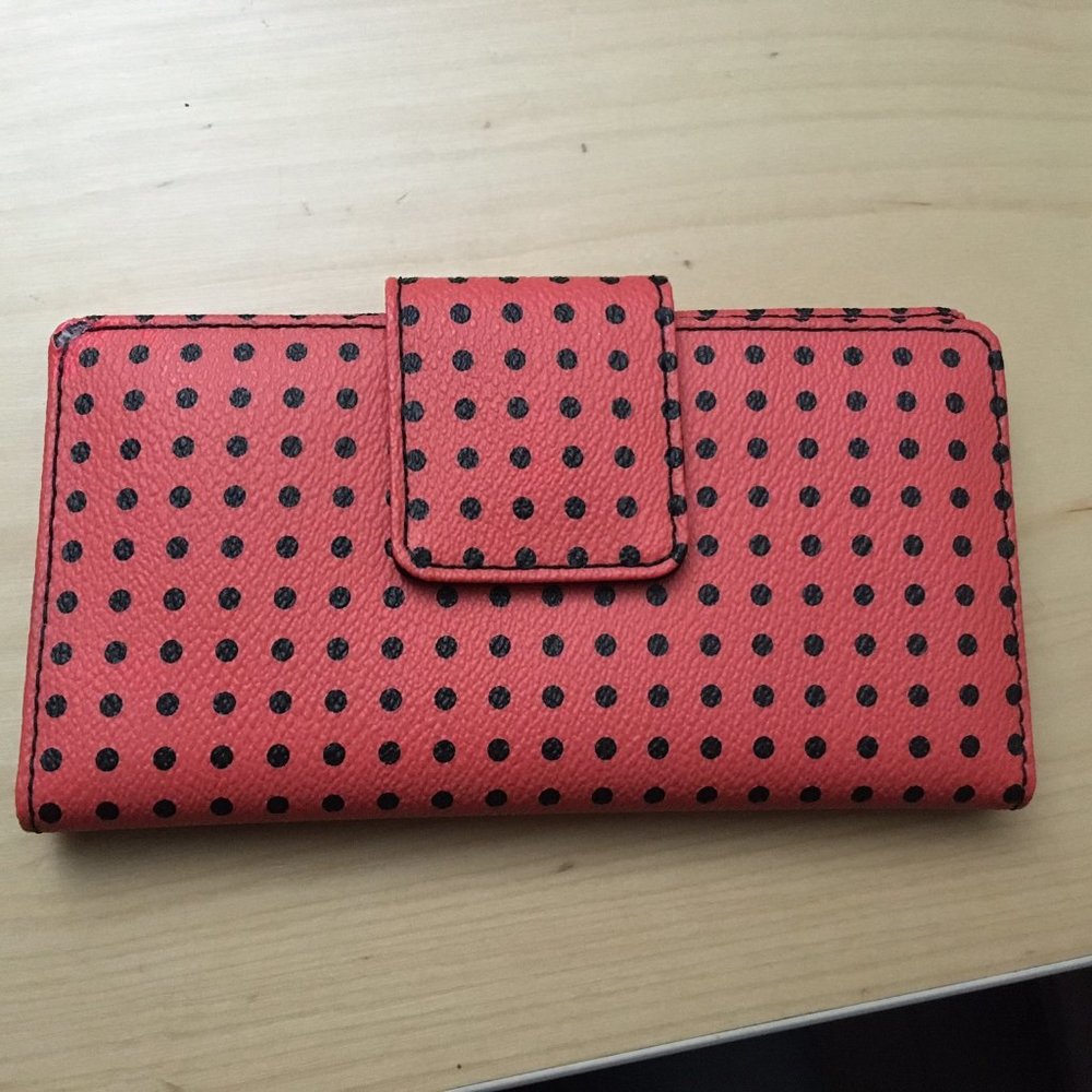 Fossil Full Size Wallet Watermelon Pink with Polka dot